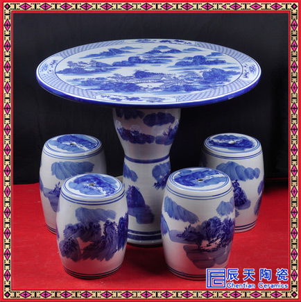 瓷艺雅韵 景德镇手绘山水庭院桌凳，让赏月乘凉更具诗意